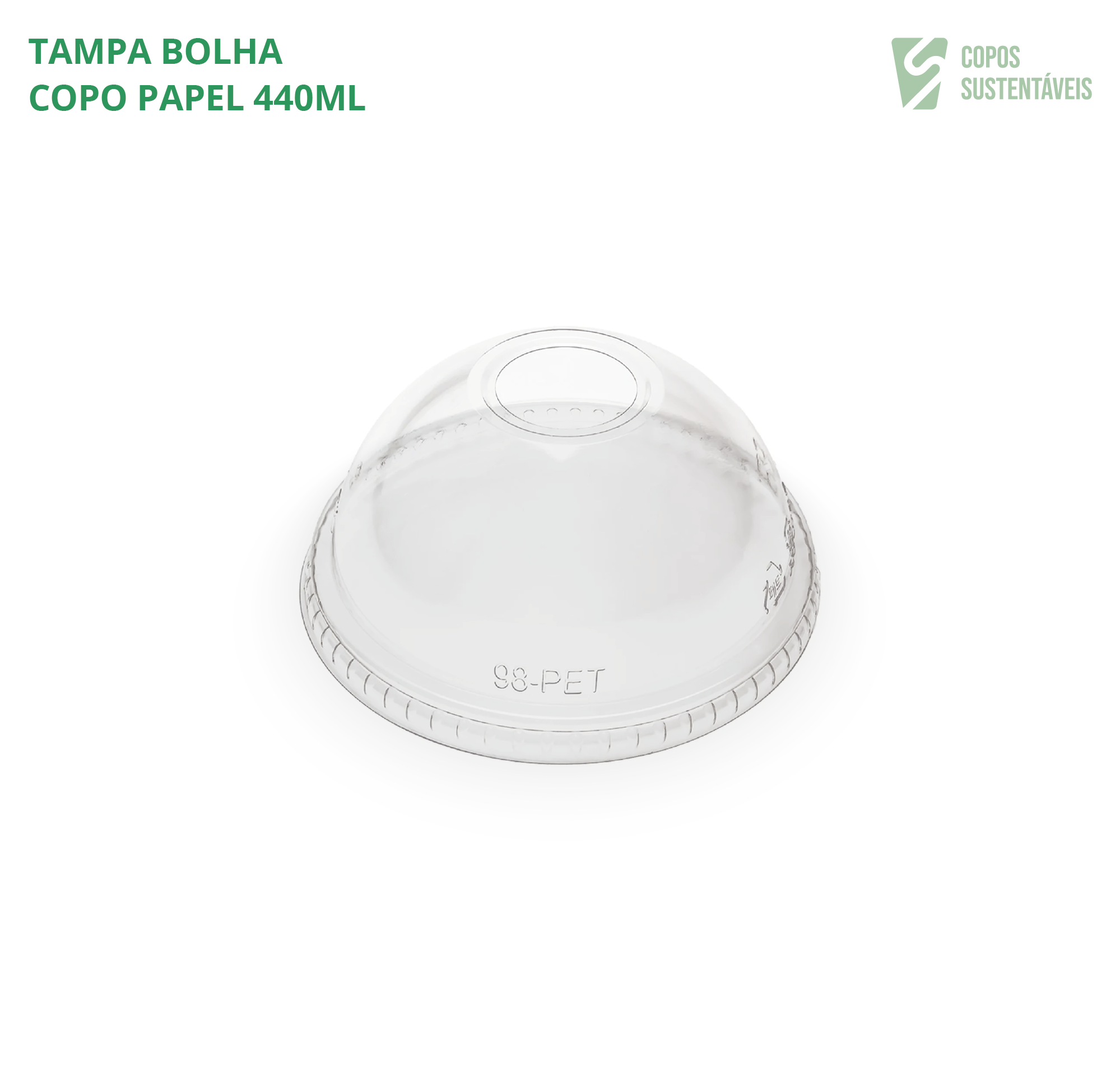 Tampa bolha para copo de papel 440ml