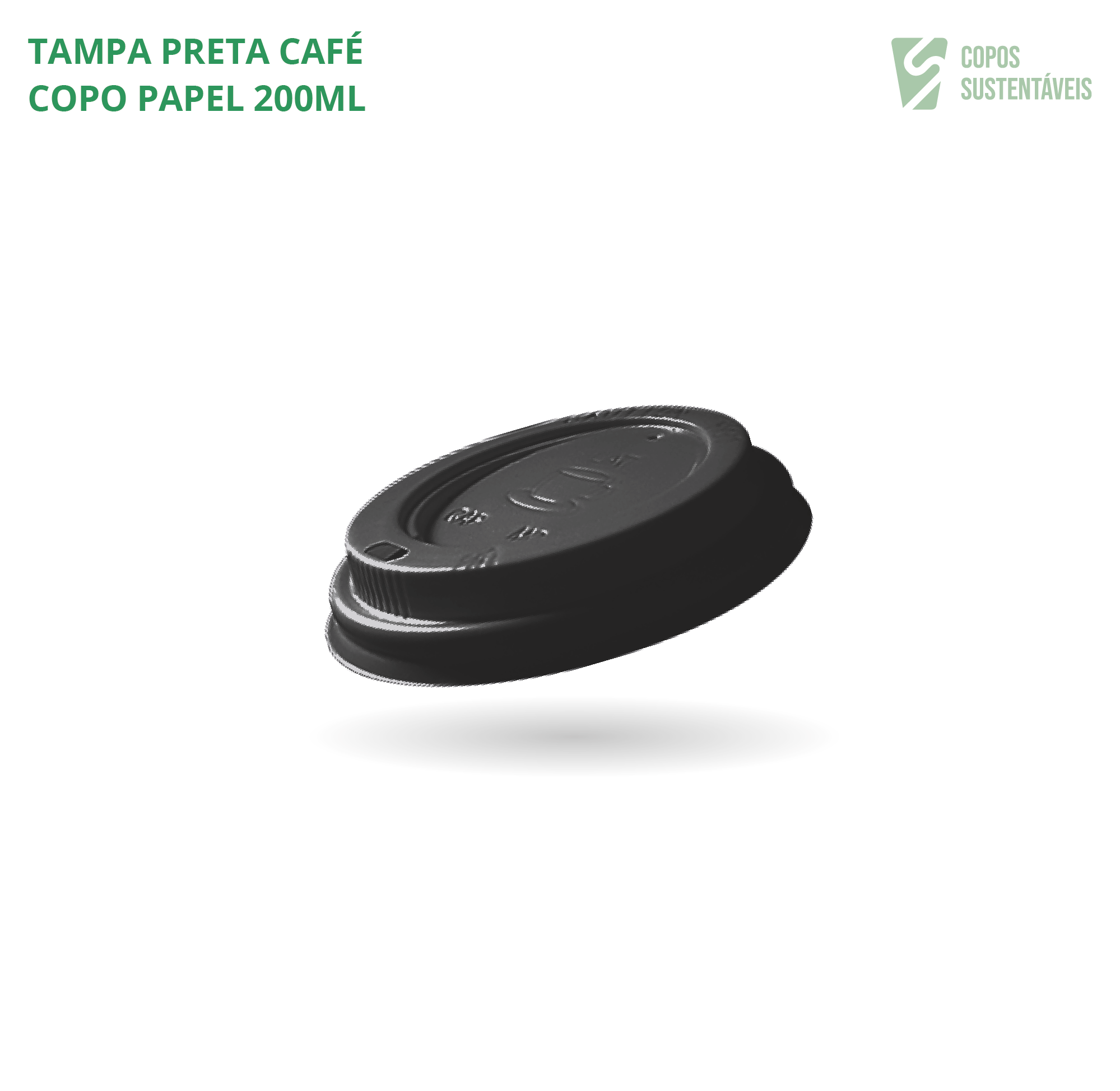 Tampa preta para copo de papel 270/280ml