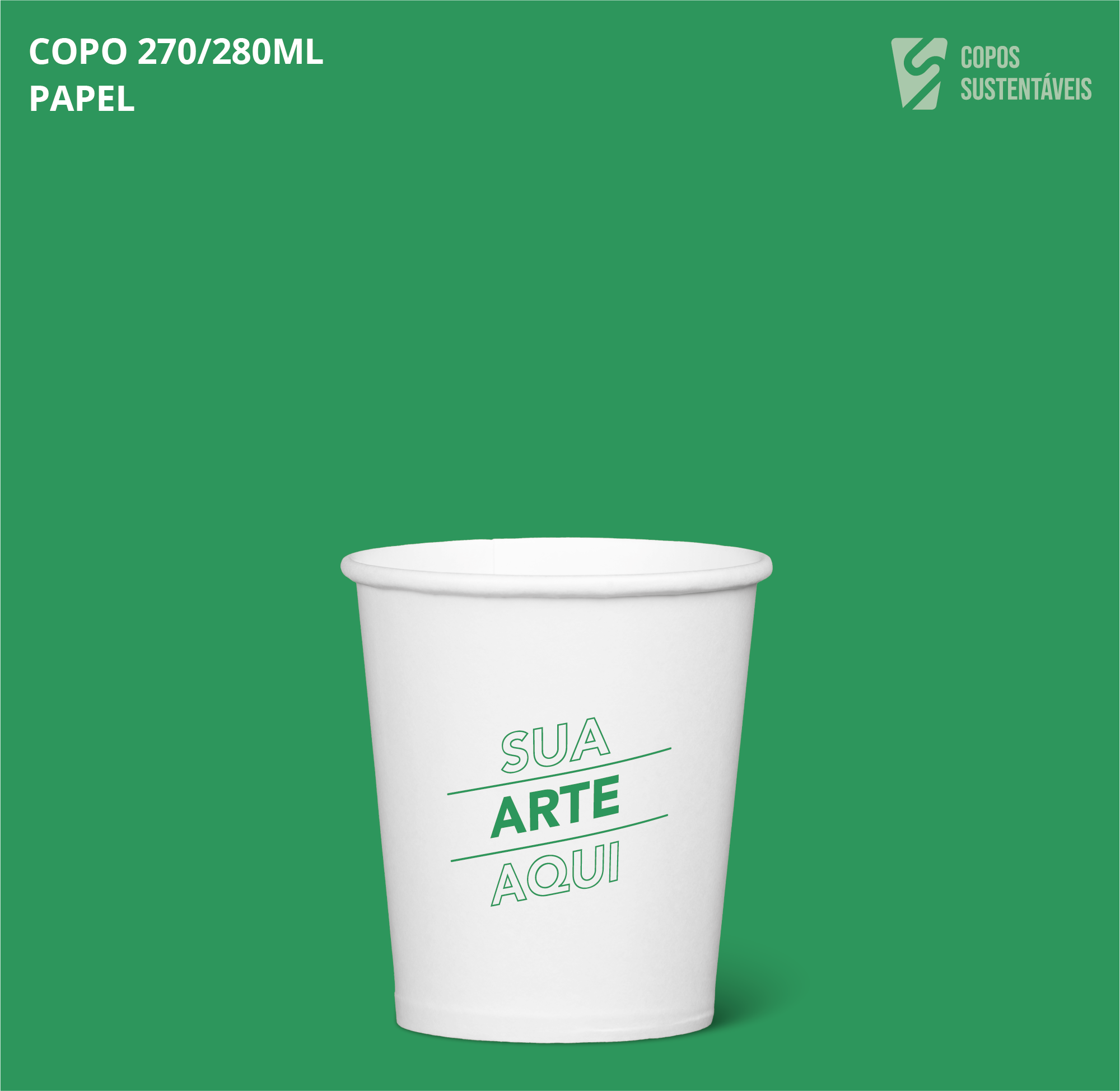 Copo 270/280ml Papel Copos Sustentáveis